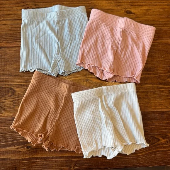 Little Co. | Ribbed Bike Shorts Set - Light Blue, Pink, Tan, Cream - Picture 1 of 5
